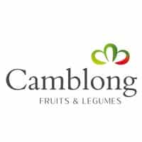Logo Camblong avec graphisme coloré évoquant des fruits et légumes frais (vert, jaune, rouge). Texte "FRUITS & LEGUMES".
